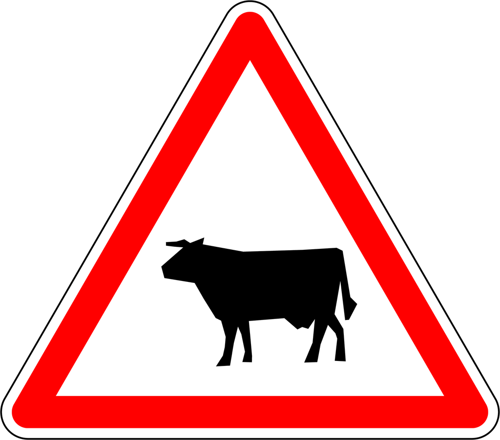 Panneau permanent Passage d'animaux (vache) - A15A1