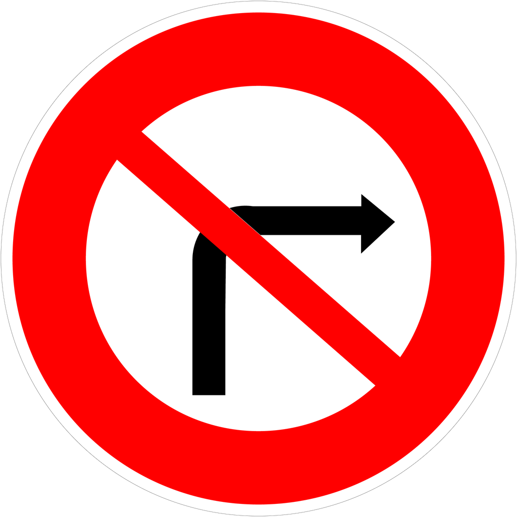 Panneau permanent Interdiction de tourner à droite - B2B