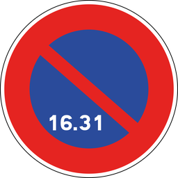 Panneau permanent Stationnement interdit ou réglementé du 16 au 31 du mois - B6A3