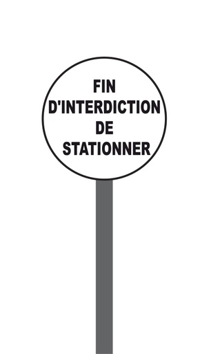 Totem de signalisation temporaire sur mât - fin d'interdiction de stationner