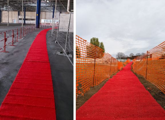 tapis spaghetti rouges