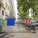Portail de chantier grillagé
