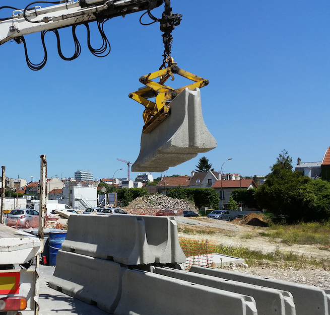 Séparateur de voie béton/GBA Lg 4,5 m (prix au ml)