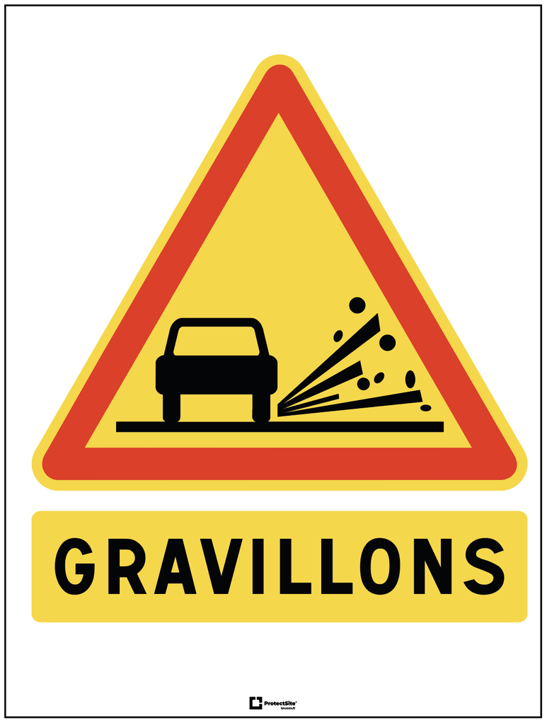 Panneau danger gravillons - Eco