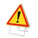 [01-AK14-T1-700] Panneau temporaire Danger - AK14 (Classe 1, 700 mm, Métal. sur pieds lyonnais  (NF))