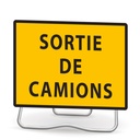[01-KC9PL-T1] Panneau temporaire KC 'Sortie de camions' (Classe 1, Métal. sur pieds lyonnais  (NF))