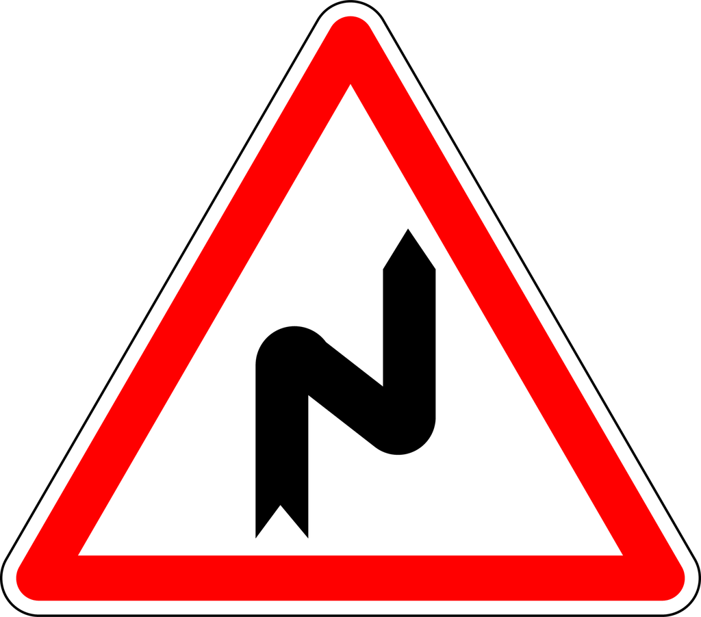 Panneau permanent Succession de virages 1er à droite - A1C