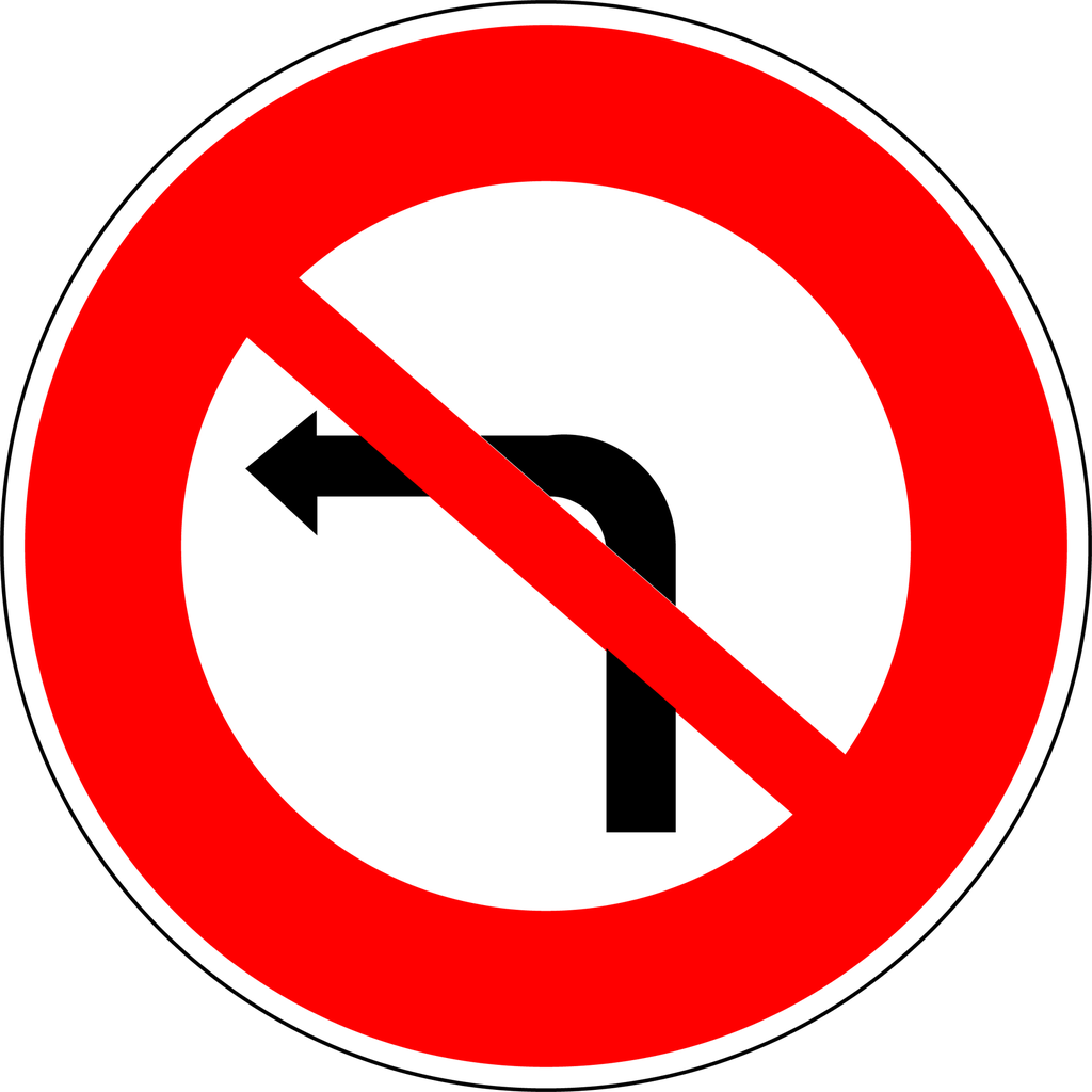 Panneau permanent Interdiction de tourner à gauche - B2A
