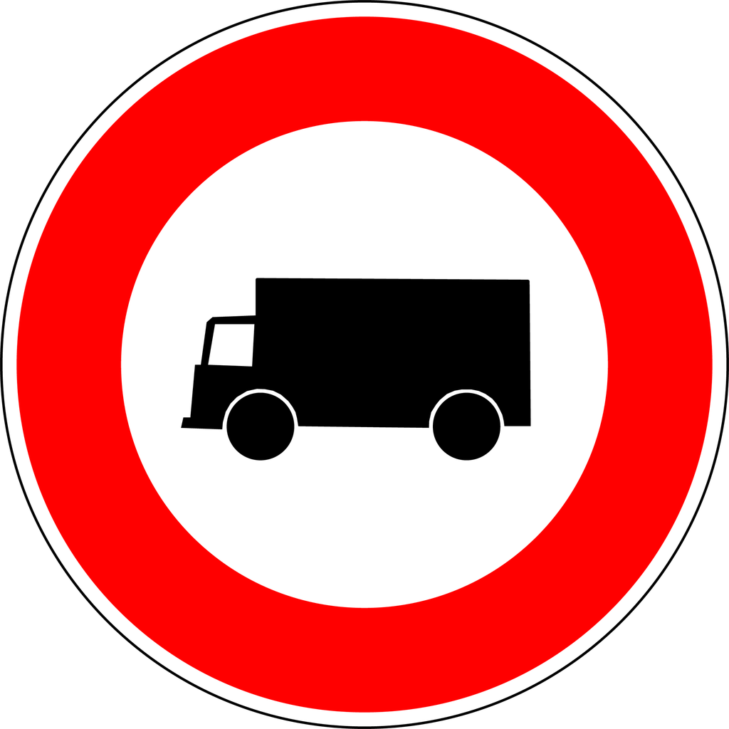 Panneau permanent Interdiction aux véhicules affectés au transport de marchandise- B8
