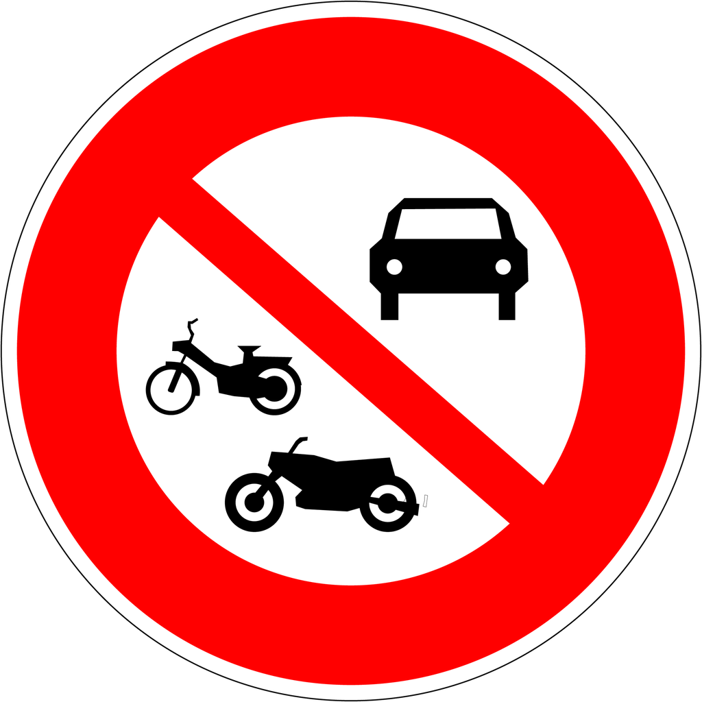 Panneau permanent Interdiction d'accès aux véhicules à moteur - B7B