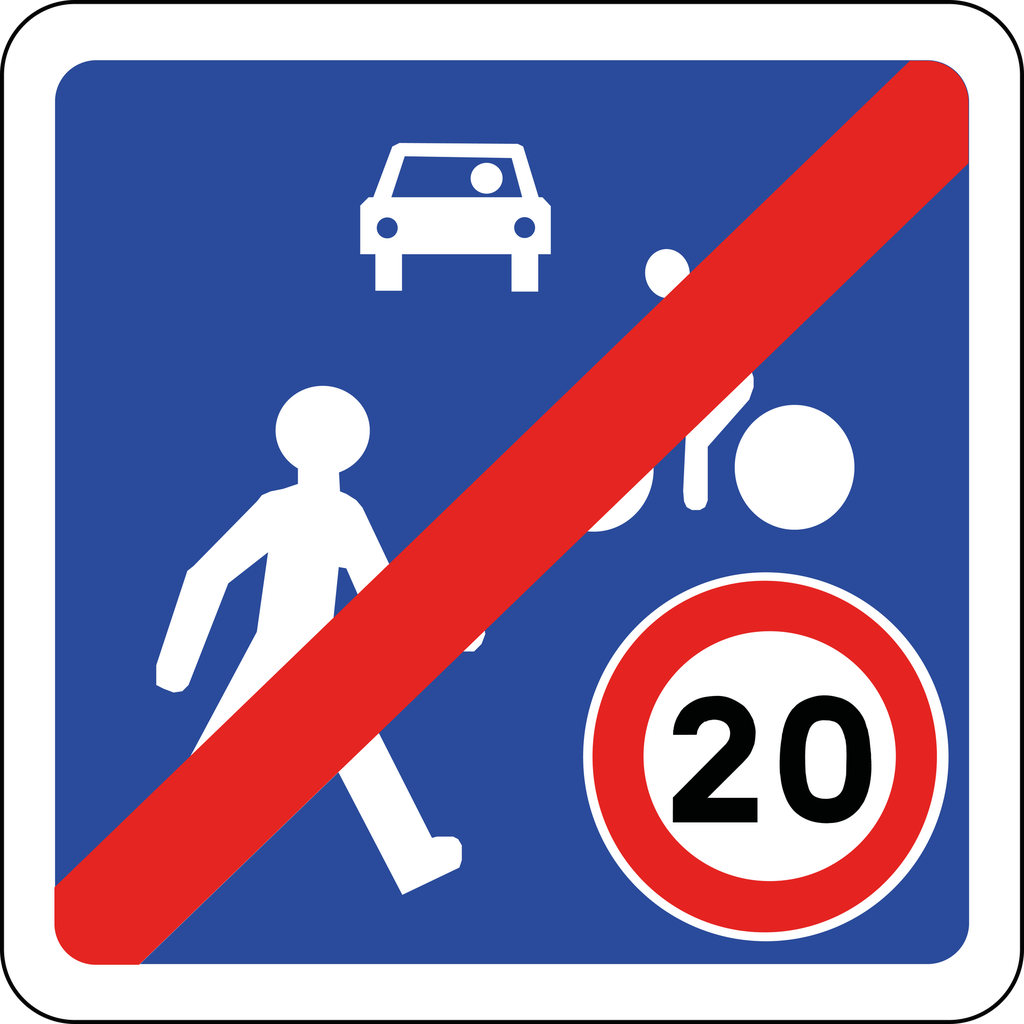 Panneau permanent Fin de zone de rencontre - B53