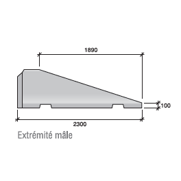 Extrémité abaissée de séparateur de voie béton/DBA