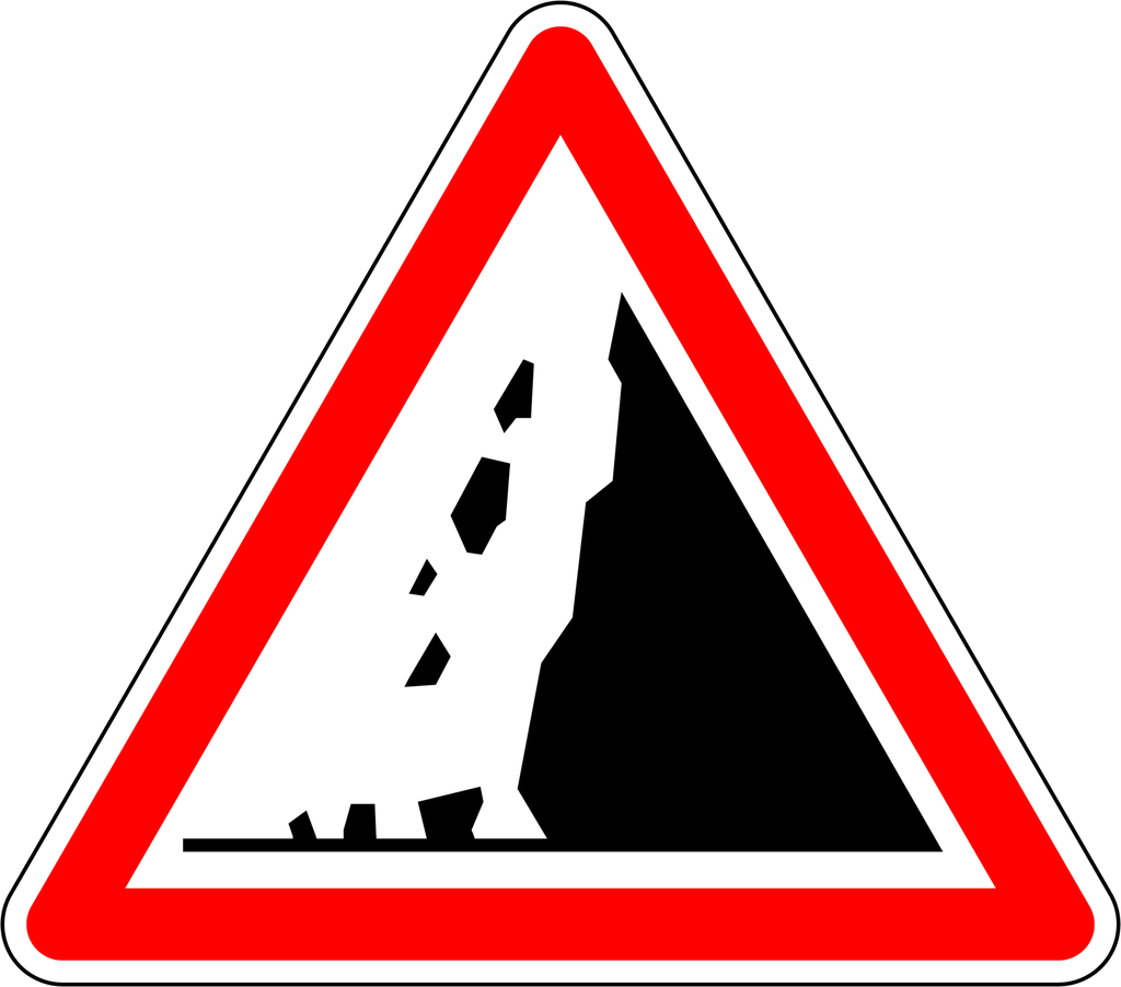 Panneau permanent Risque de chute de pierres - A19