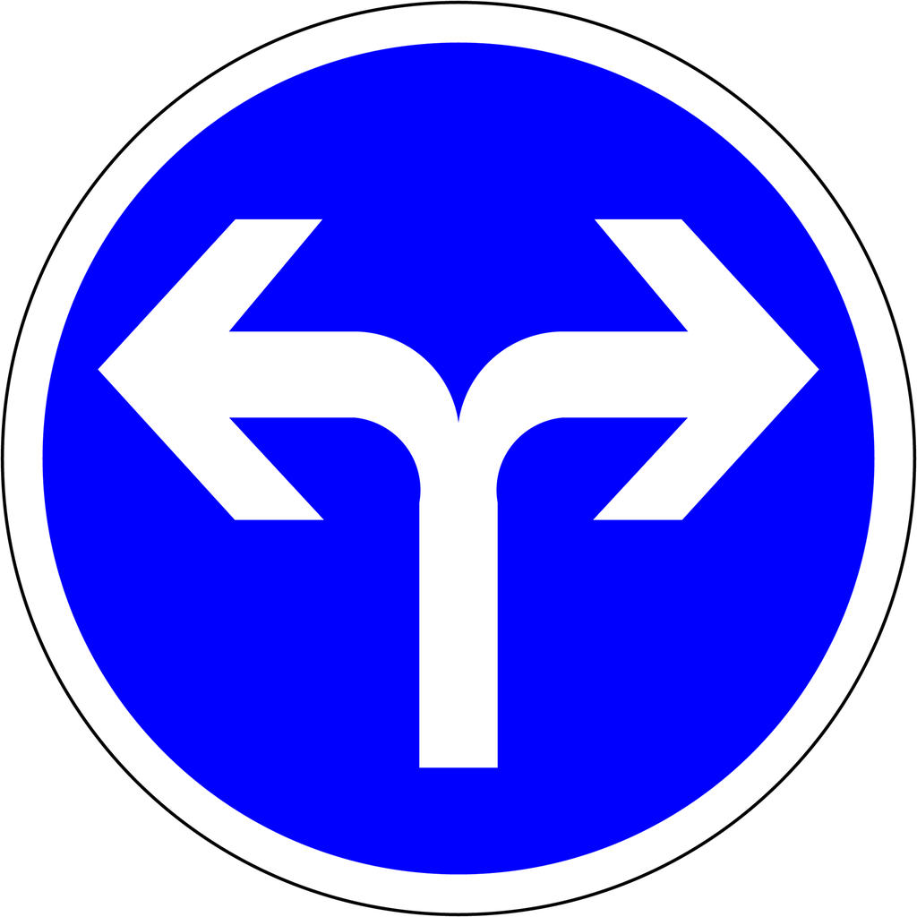 Panneau permanent Obligation de tourner à droite ou à gauche - B21-E