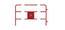 [02-BTP-25-PC-3001-001] Barrière TP avec personnalisation découpe laser (Rouge carmin (RAL 3001), 25 mm, Centrale Dim 333 x 333 mm, Blanc NR, 5)