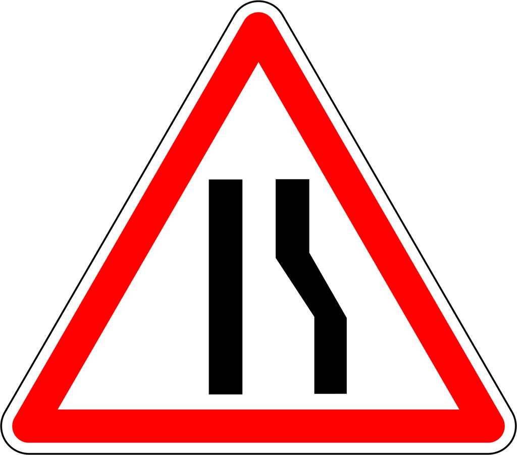 Panneau permanent Chaussée rétrécie par la droite - A3A