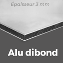 Alu dibond 3 mm + contre collage vinyle blanc imp. quadri  