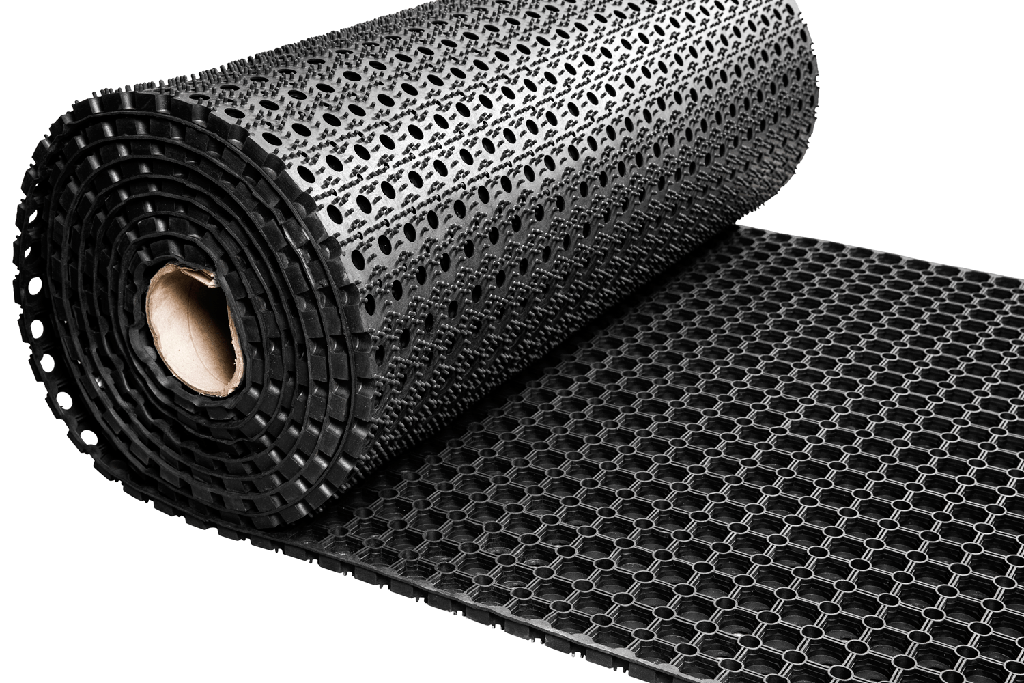 Caillebotis caoutchouc en rouleau Dim. 10 x 1 m Ep 22 mm