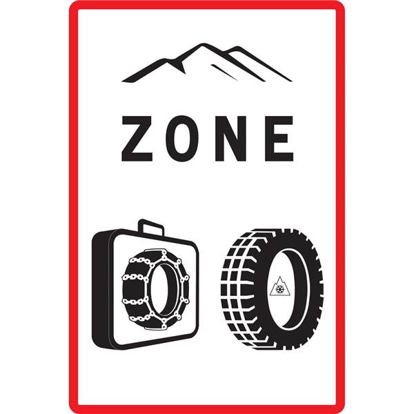 Panneau B58 entrée zone d´obligation d´équipements en période hivernale