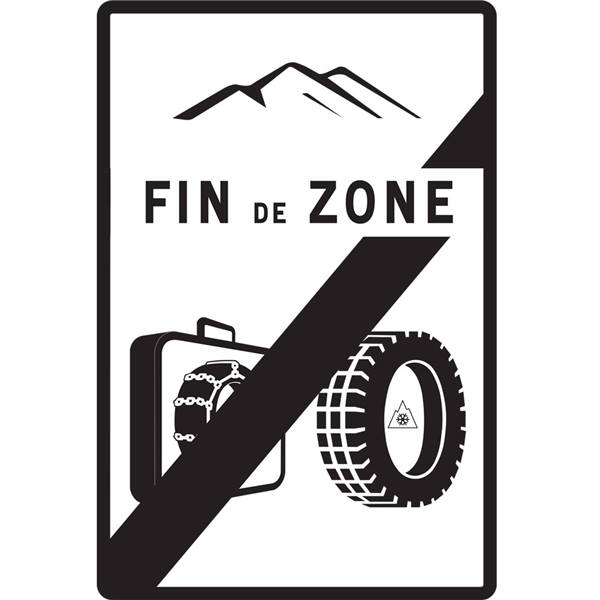 Panneau B59 sortie zone d´obligation d´équipements en période hivernale