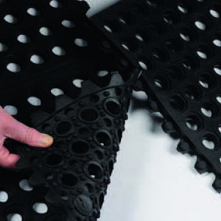 Caillebotis caoutchouc en plaque clipsable Dim 0.9 x 0.9 m Ep. 14 mm