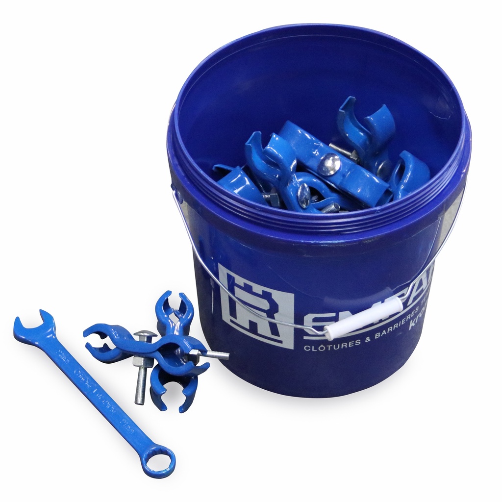 Seau de 30 colliers d'assemblage et clé pour clôtures