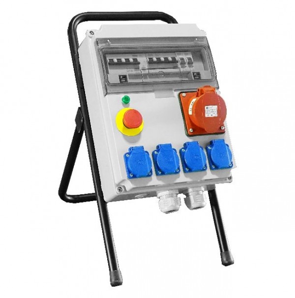 Coffret d'étage sur pieds 40A - 1 prise 32A 3P+N+T - 4 prises monophasées 2P+T