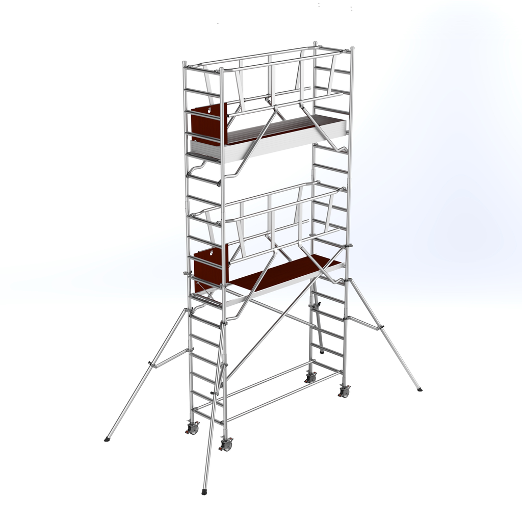 Echafaudage aluminium roulant plateforme 250 x 75 cm - Hauteur de travail 6 m