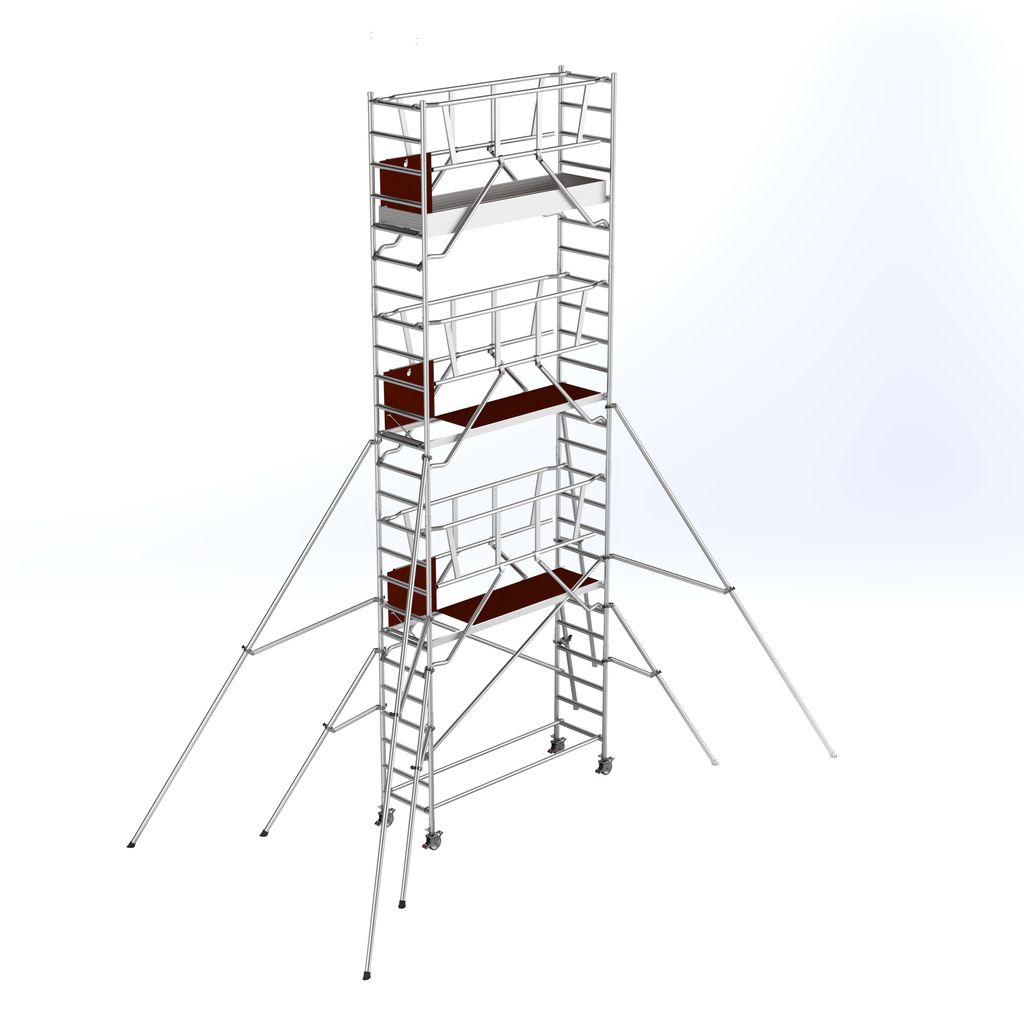 Echafaudage aluminium roulant plateforme 250 x 75 cm - Hauteur de travail 10 m