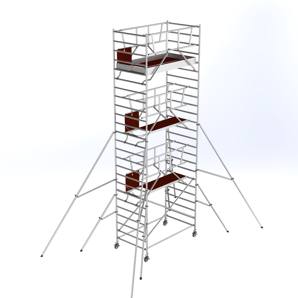 Echafaudage aluminium roulant grande largeur - Hauteur de travail 8 m