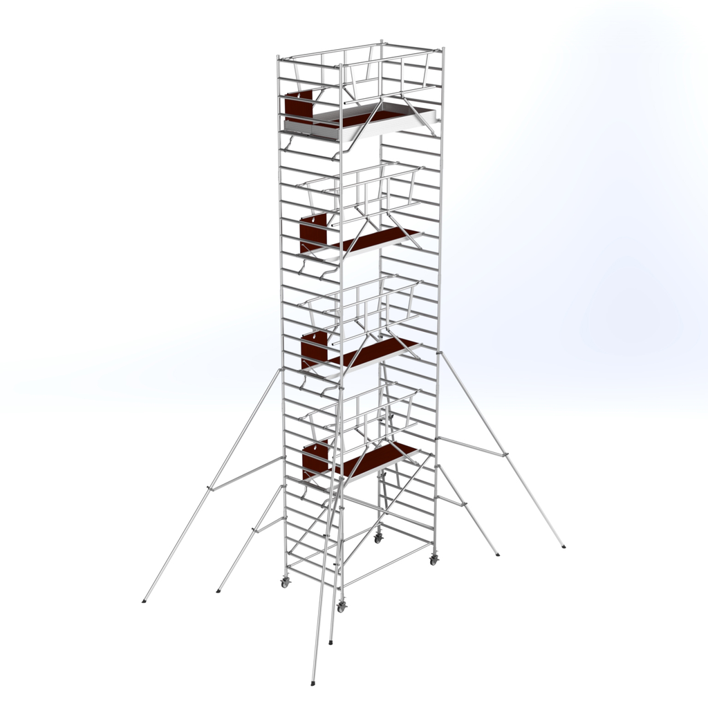 Echafaudage aluminium roulant plateforme 250 x 140 cm - Hauteur de travail 10 m