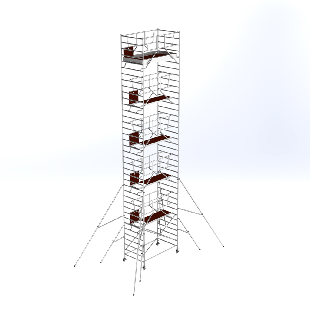 Echafaudage aluminium roulant grande largeur - Hauteur de travail 12 m