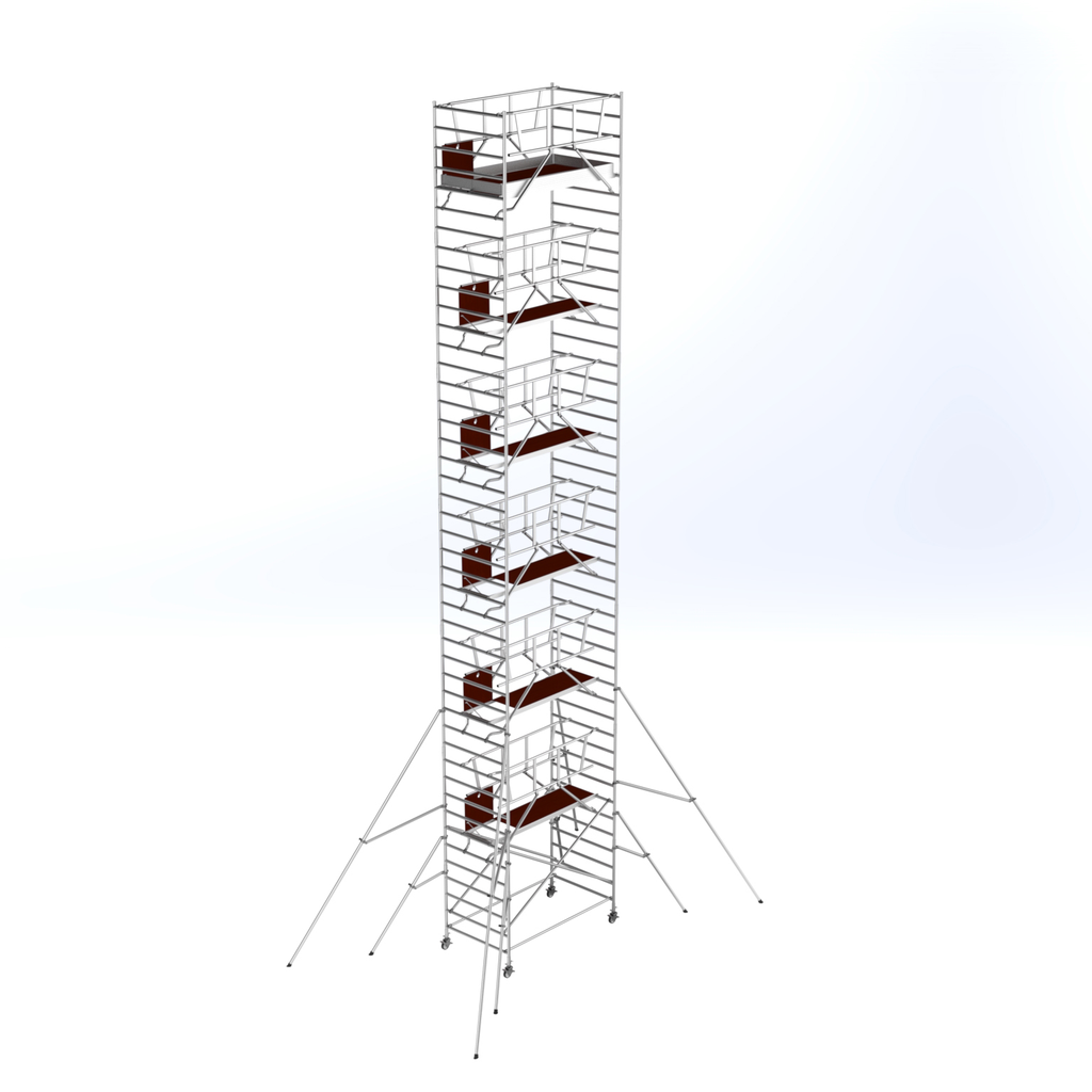 Echafaudage aluminium roulant grande largeur - Hauteur de travail 14 m