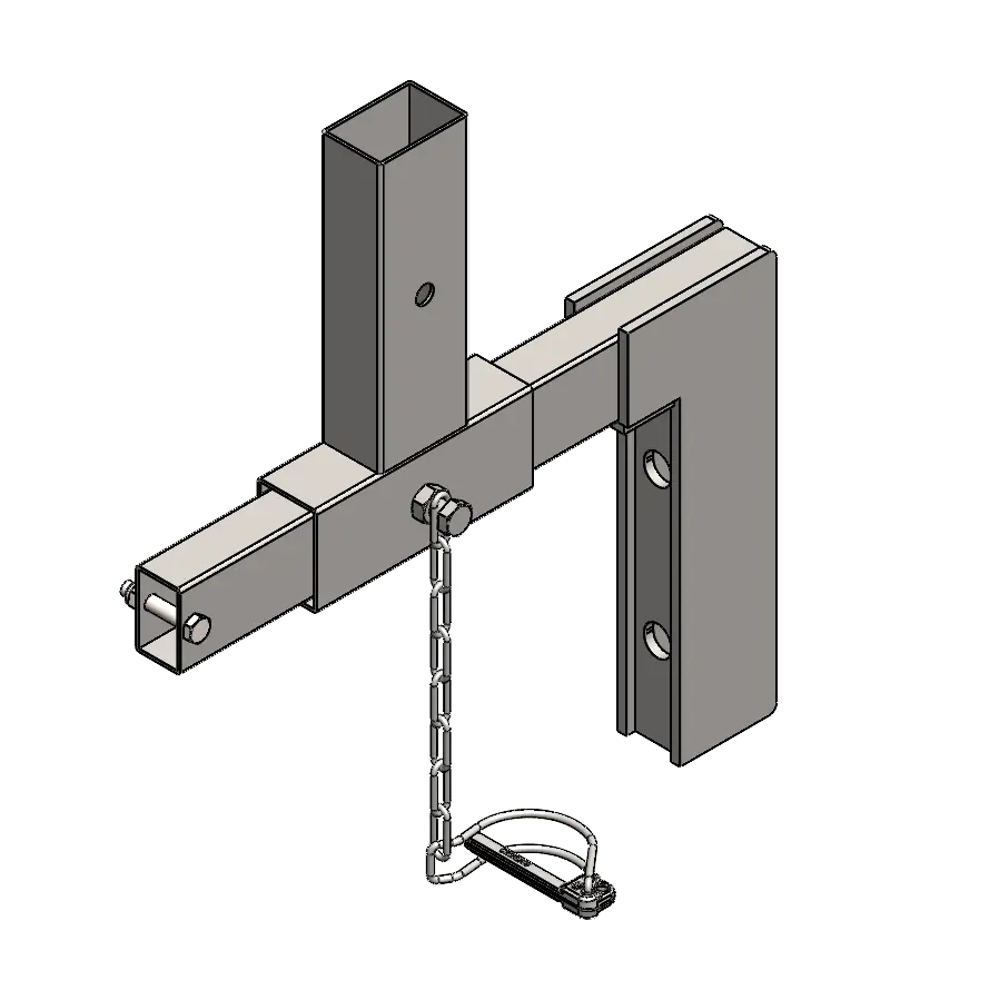 Platine verticale déportée reglable pour poteau reversible 2 en 1 (2 trous de fixation + Goupille)