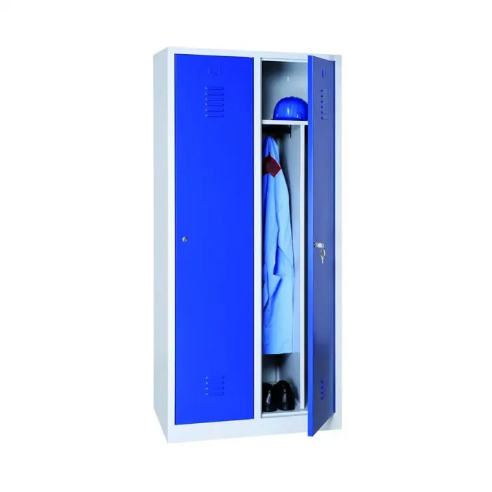 Vestiaire industrie salissante 2 cases - corps gris / portes bleues 