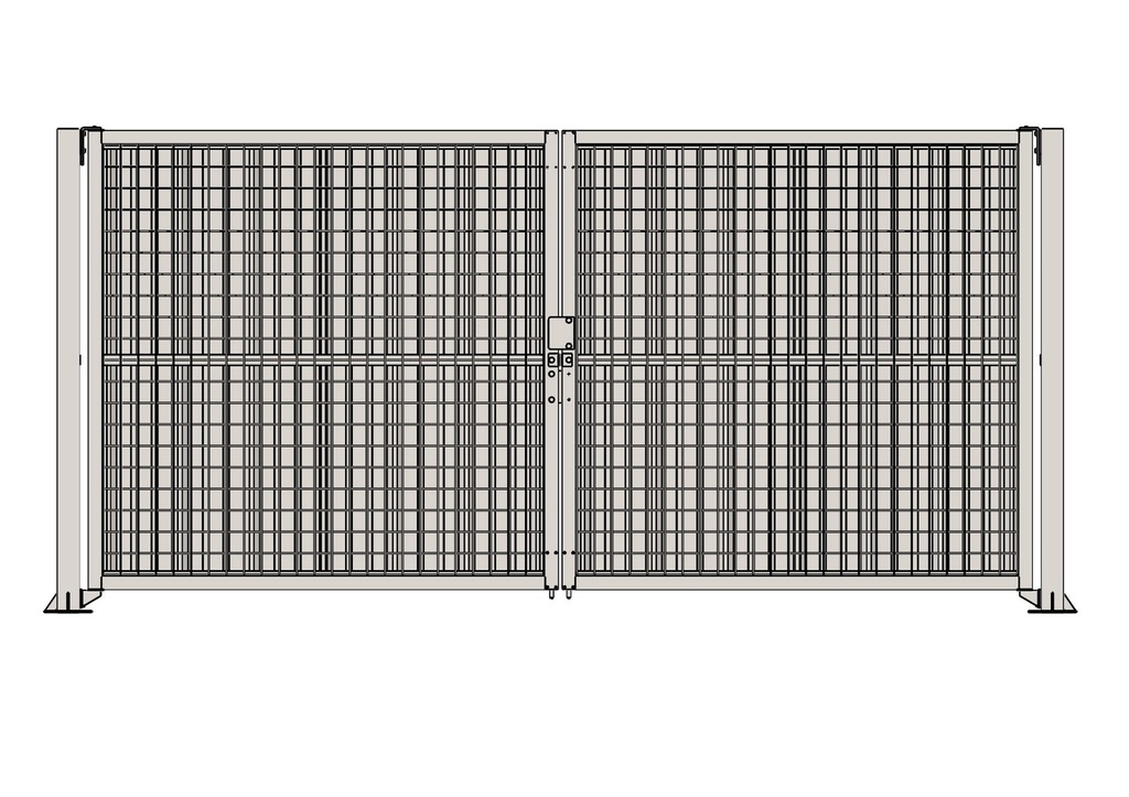 Portail de chantier battant modulable  4,4 m - 2 vantaux de 2 m