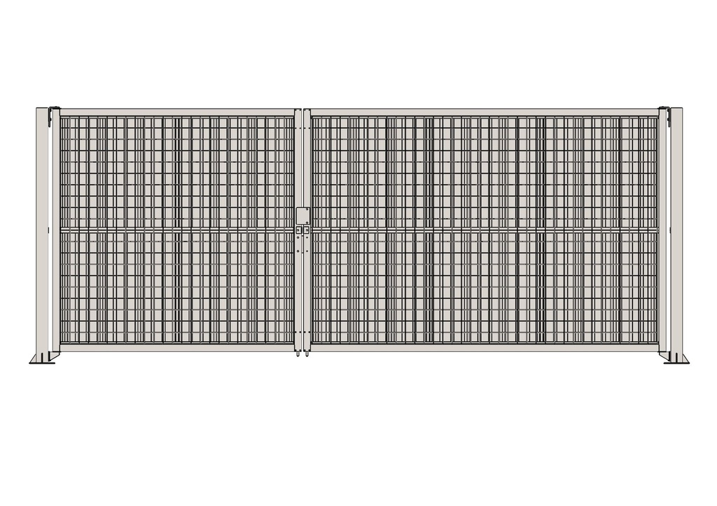 Portail de chantier battant modulable 5,5 m - 1 vant. 2 m + 1 vant. 3 m