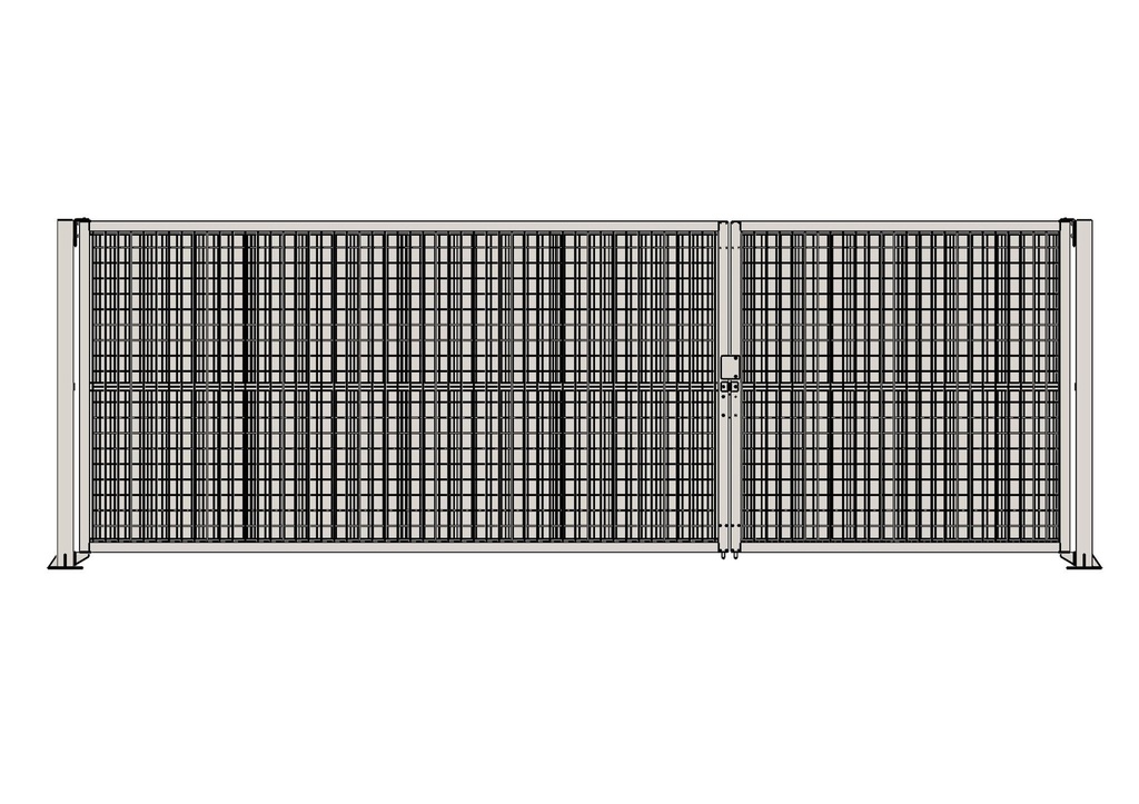 Portail de chantier battant modulable 6,4 m - 1 vant. 2 m + 1 vant. 4 m