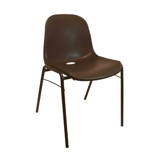 Chaise coquille marron piétement noir 