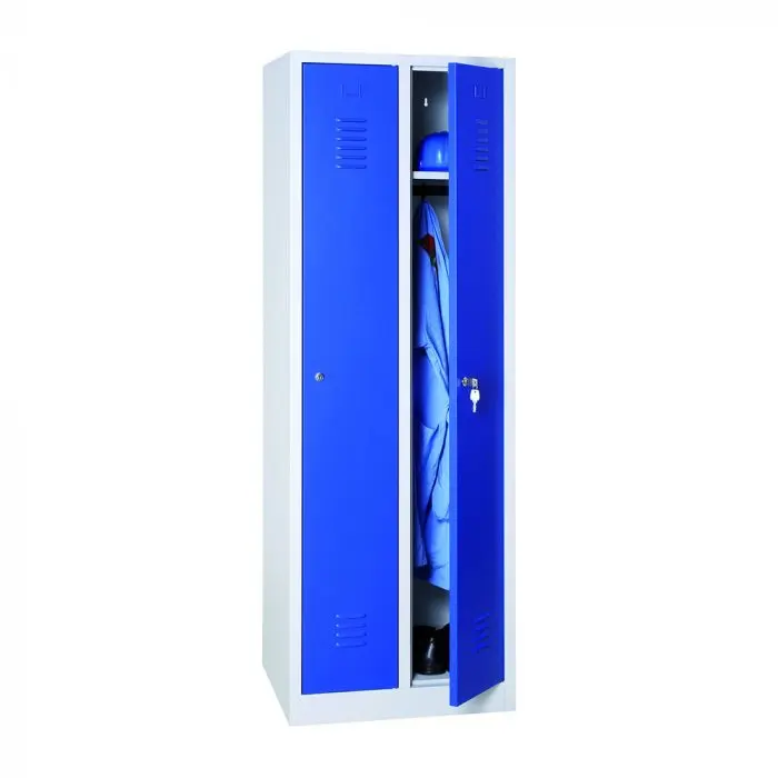 Vestiaire industrie propre 2 cases - corps gris / portes bleues 