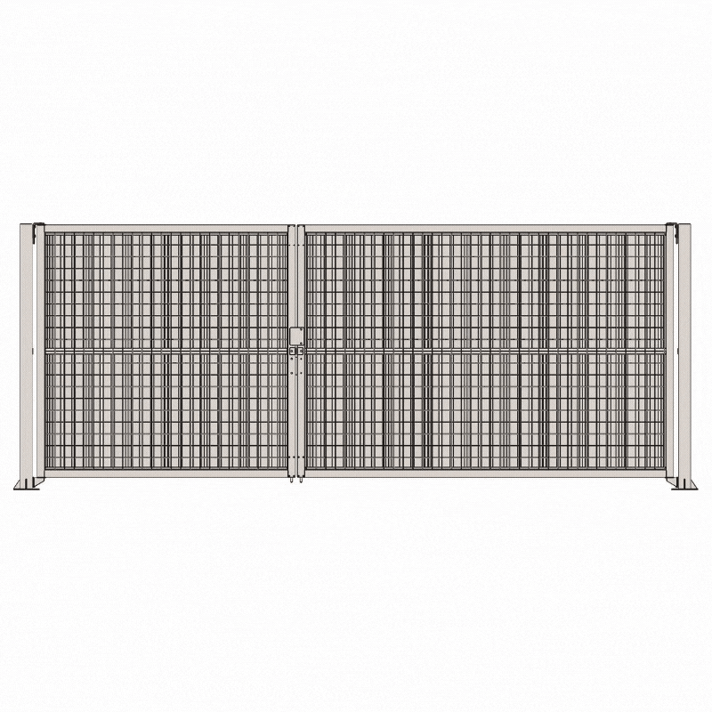 Portail de chantier battant modulable 5,5 m - 1 vant. 2 m + 1 vant. 3 m