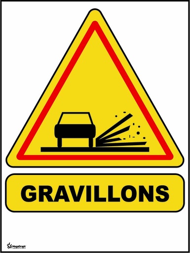 Panneau danger gravillons - Eco
