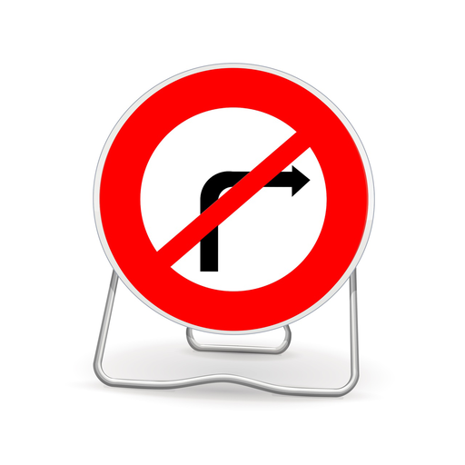 Panneau temporaire Interdiction de tourner à gauche ou droite - BK2