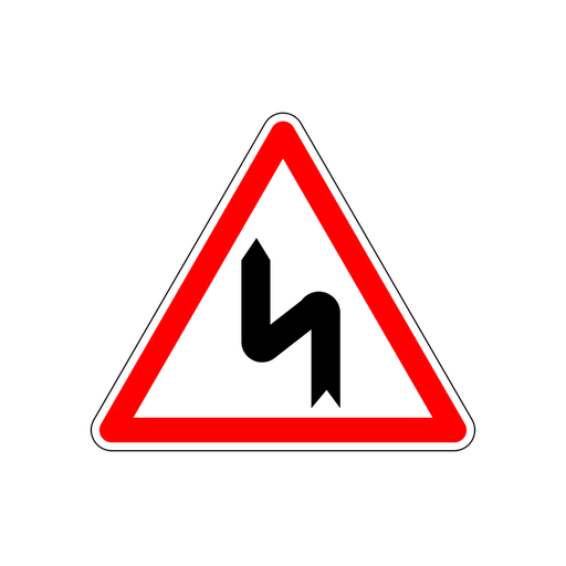 Panneau permanent Succession de virages 1er à gauche - A1D