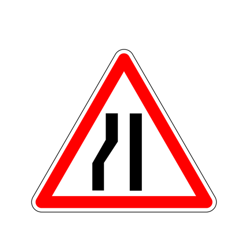 Panneau permanent Chaussée rétrécie par la gauche - A3B