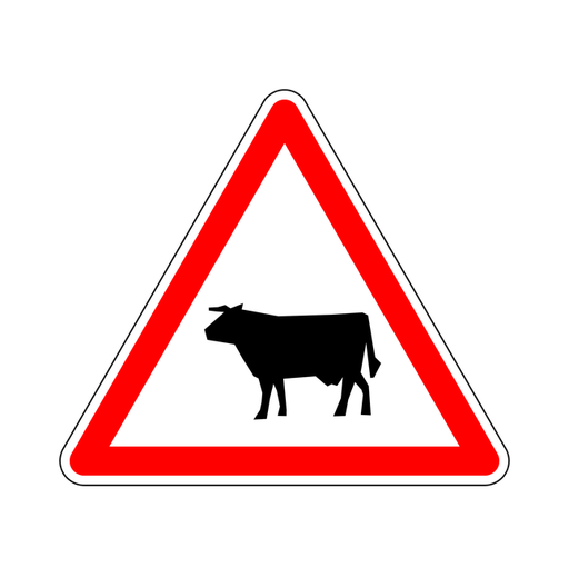 Panneau permanent Passage d'animaux (vache) - A15A1