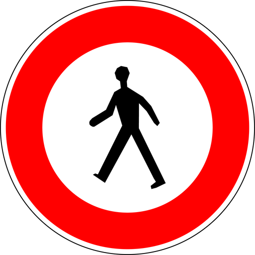 Panneau permanent Interdiction d'accès aux piétons - B9A