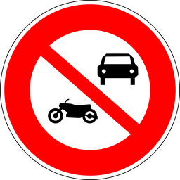 Panneau permanent Interdiction d'accès aux véhicules à moteur - B7A