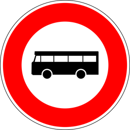 Panneau permanent Interdiction aux véhicules de transport en commun de personnes - B9F
