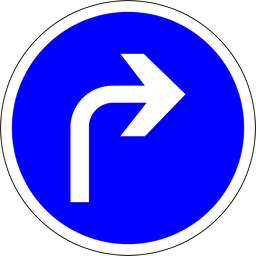 Panneau permanent Obligation de tourner à droite à la prochaine intersection - B21-C1